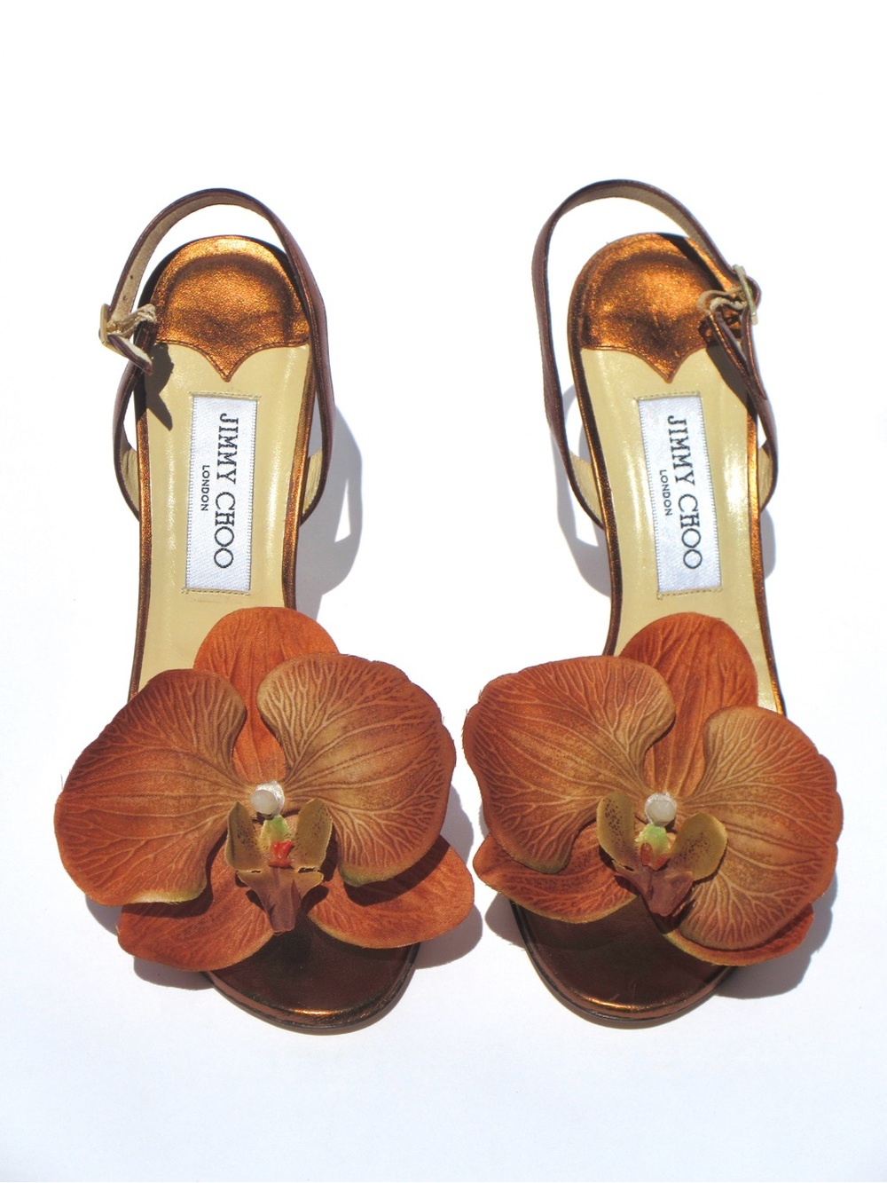 Reworked Upcycled Jimmy Choo Bronzed Orchid Heels - Picture 3 of 7